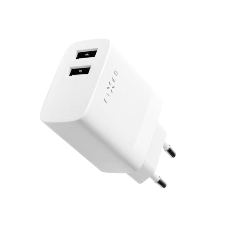 Fixed Wall Charger with 2x USB-A / 1x USB-C Cable 17W - 1m - White