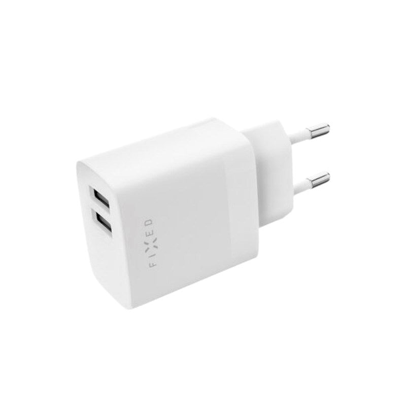 Fixed Wall Charger with 2x USB-A / 1x Lightning Cable 17W - 1m - White