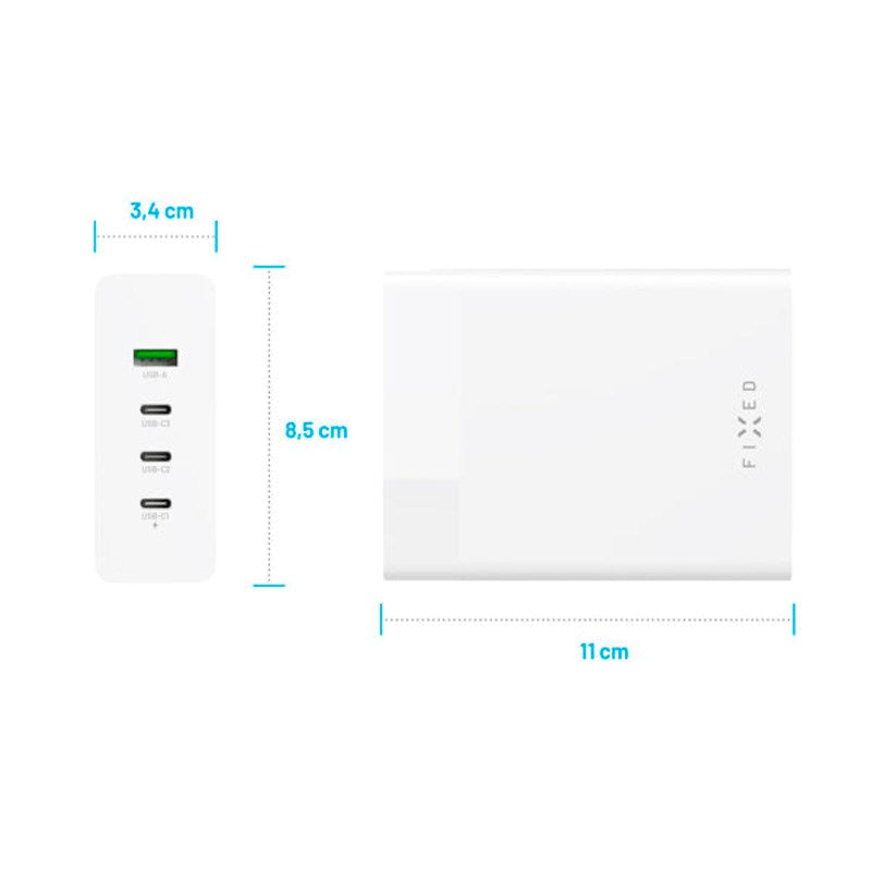 Fixed GaN Desktop Charger 200W - 3x USB-C / 1x USB-A - White