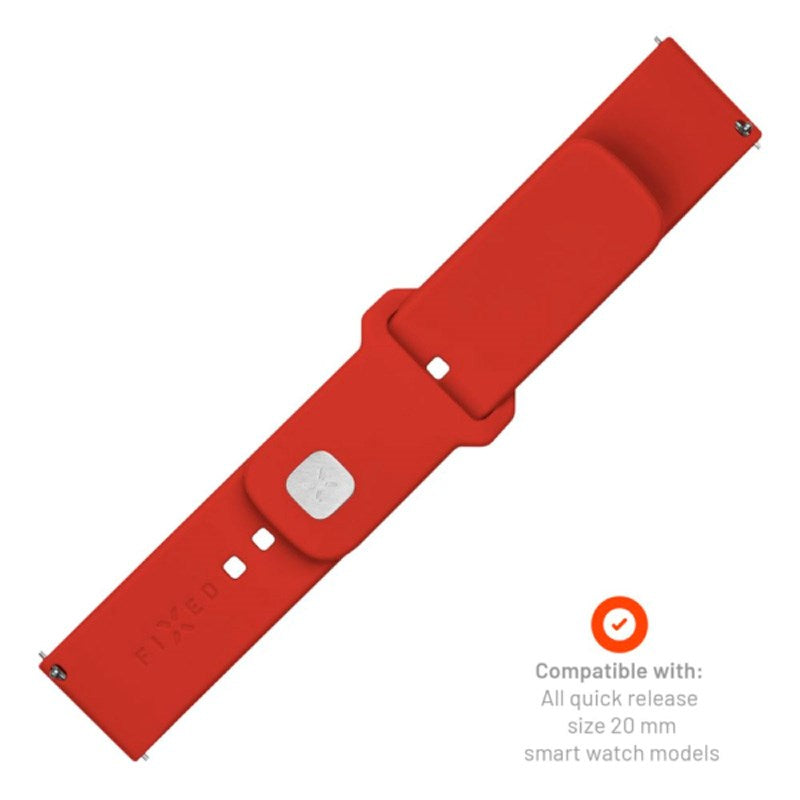 Fixed Universal Smartwatch Sporty Silicone Strap (20mm) - Red