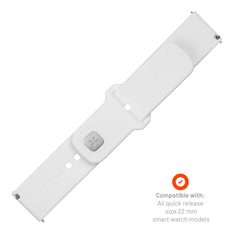 Fixed Universal Smartwatch Sporty Silicone Strap (22mm) - White