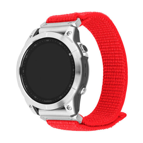 Universal Garmin Smartwatch (22mm QuickFit) Fixed Nylon Strap - Red