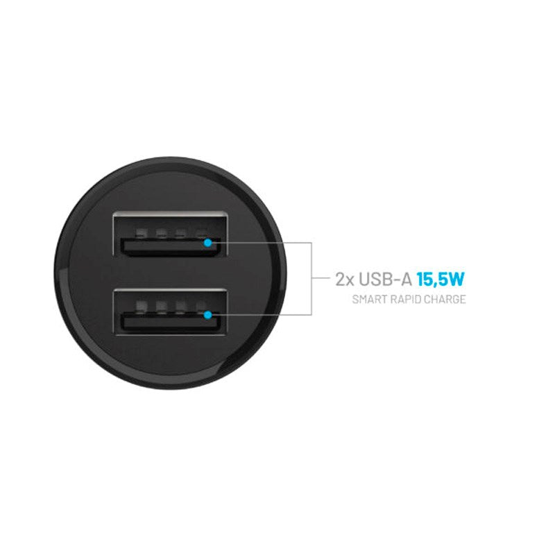 Fixed Mini Car Charger 2x USB-A 15W - Black