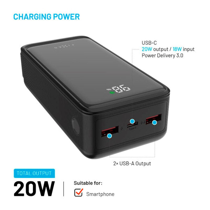 Fixed Zen2 30 - 20W PowerBank 30.000 mAh - Black