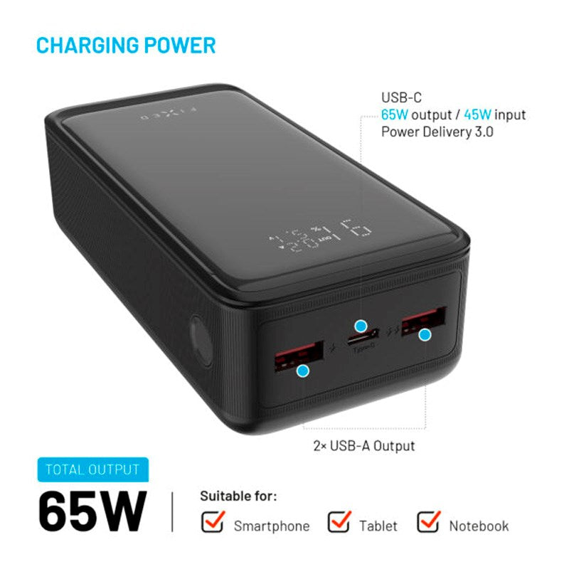 Fixed Zen2 30 Plus - 65W PowerBank 30.000 mAh - Black