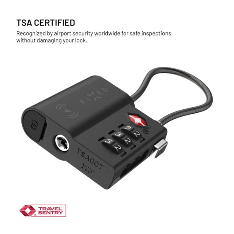 Fixed GPS & Bluetooth Tracker - TSA Approved Padlock - Apple Find My Compatible - Black