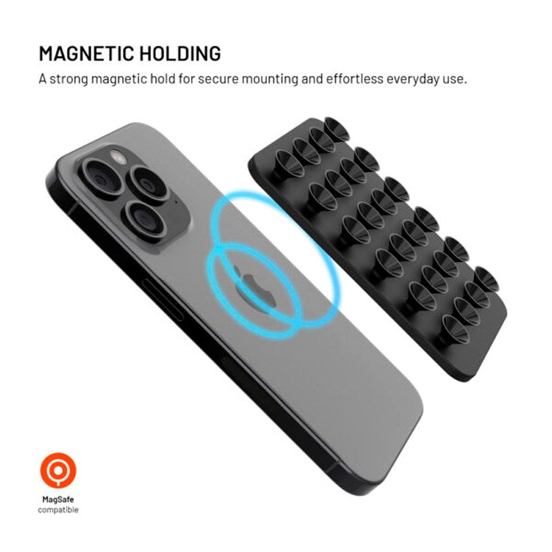 Fixed MagMate Phone Holder - Silicone Suction Cup - MagSafe Compatible - Black