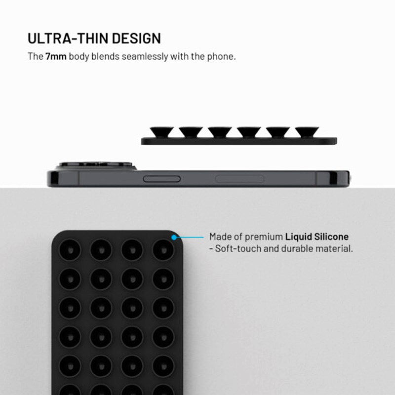 Fixed MagMate Phone Holder - Silicone Suction Cup - MagSafe Compatible - Black