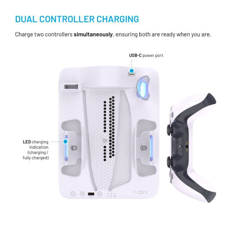 Fixed Multifunctional Playstation 5 Pro / Slim Charging Station - White
