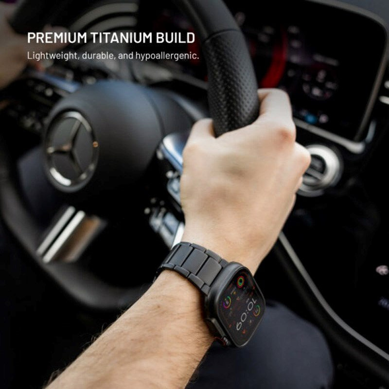 Fixed Apple Watch (42/44/SE/45/46/49) Titanium Strap - Black