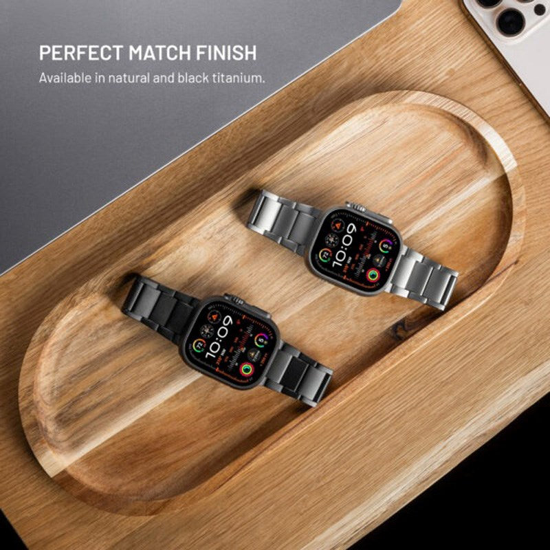 Fixed Apple Watch (42/44/SE/45/46/49) Titanium Strap - Black