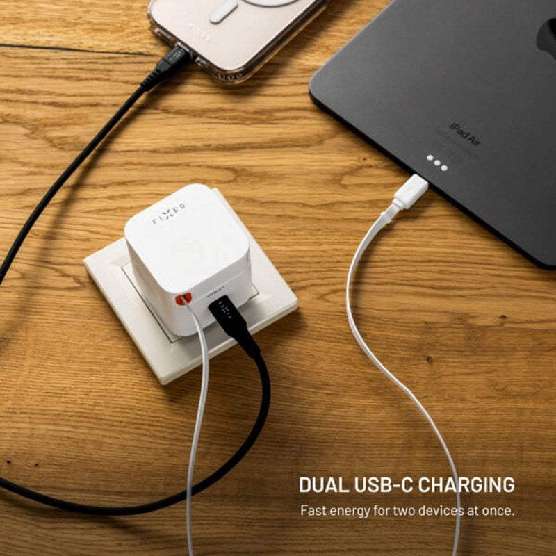 Fixed 65W USB-C Wall Charger with Retractable USB-C Cable - White