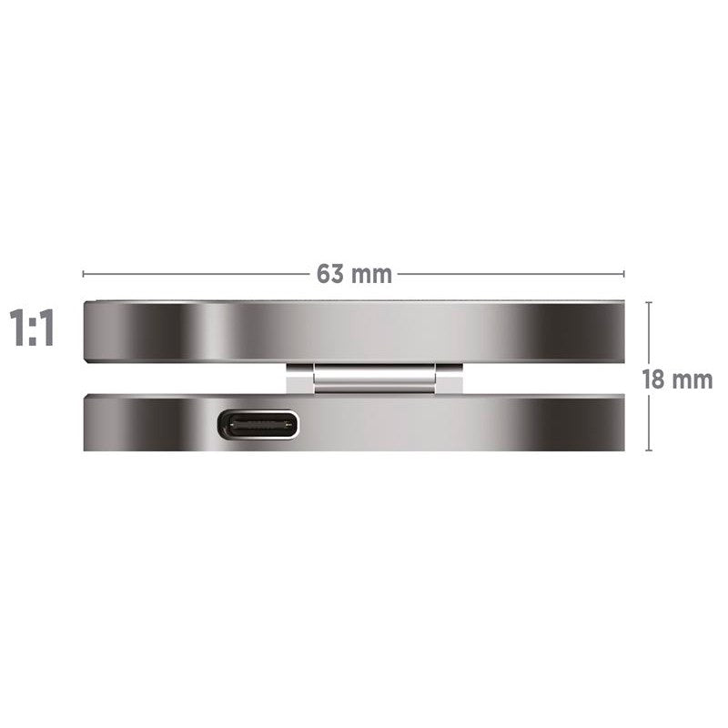 Mobile Origin TravelCharge Pro - Magnetic Wireless Charger - MagSafe Compatible - Silver