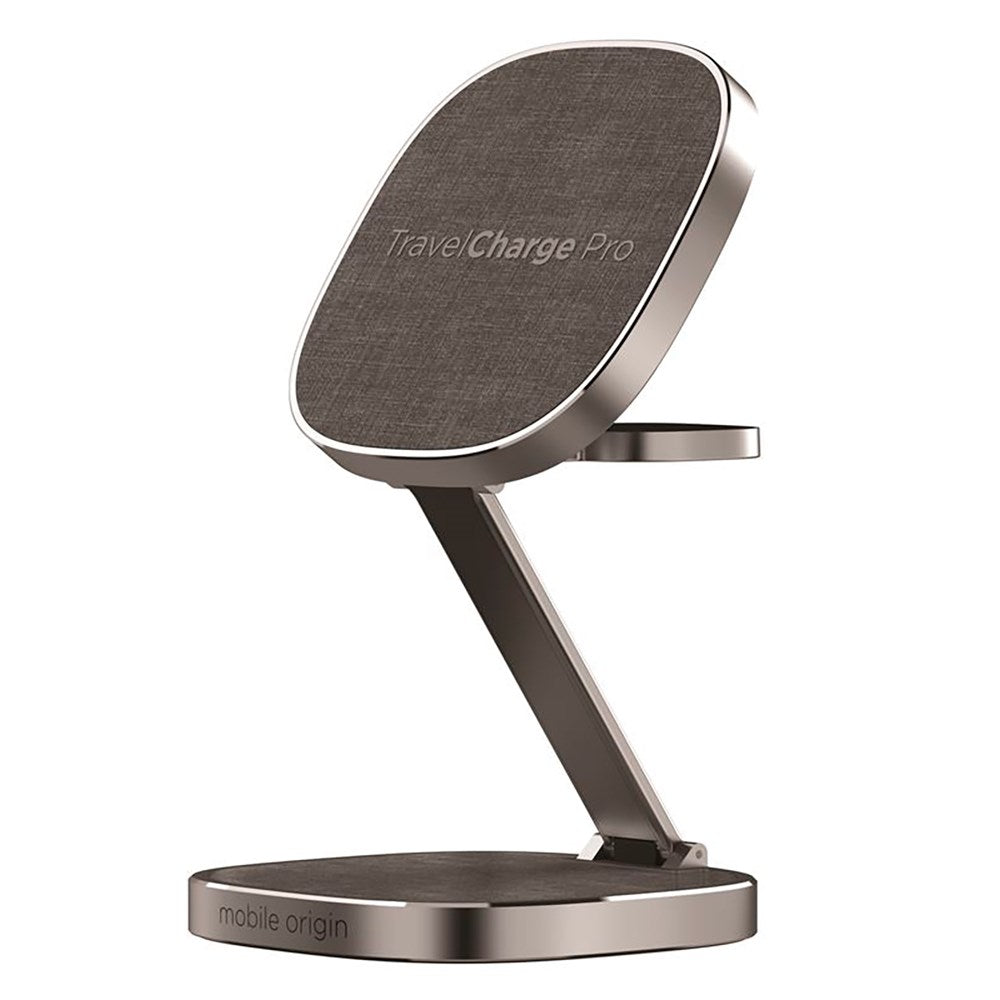 Mobile Origin TravelCharge Pro - Magnetic Wireless Charger - MagSafe Compatible - Grey