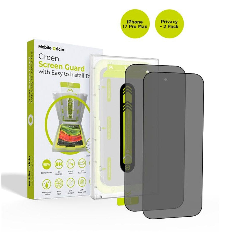 iPhone 17 Pro Max Mobile Origin Screen Guard Screen Protector with Mounting Box - Privacy Function - 2 pcs. - Transparent