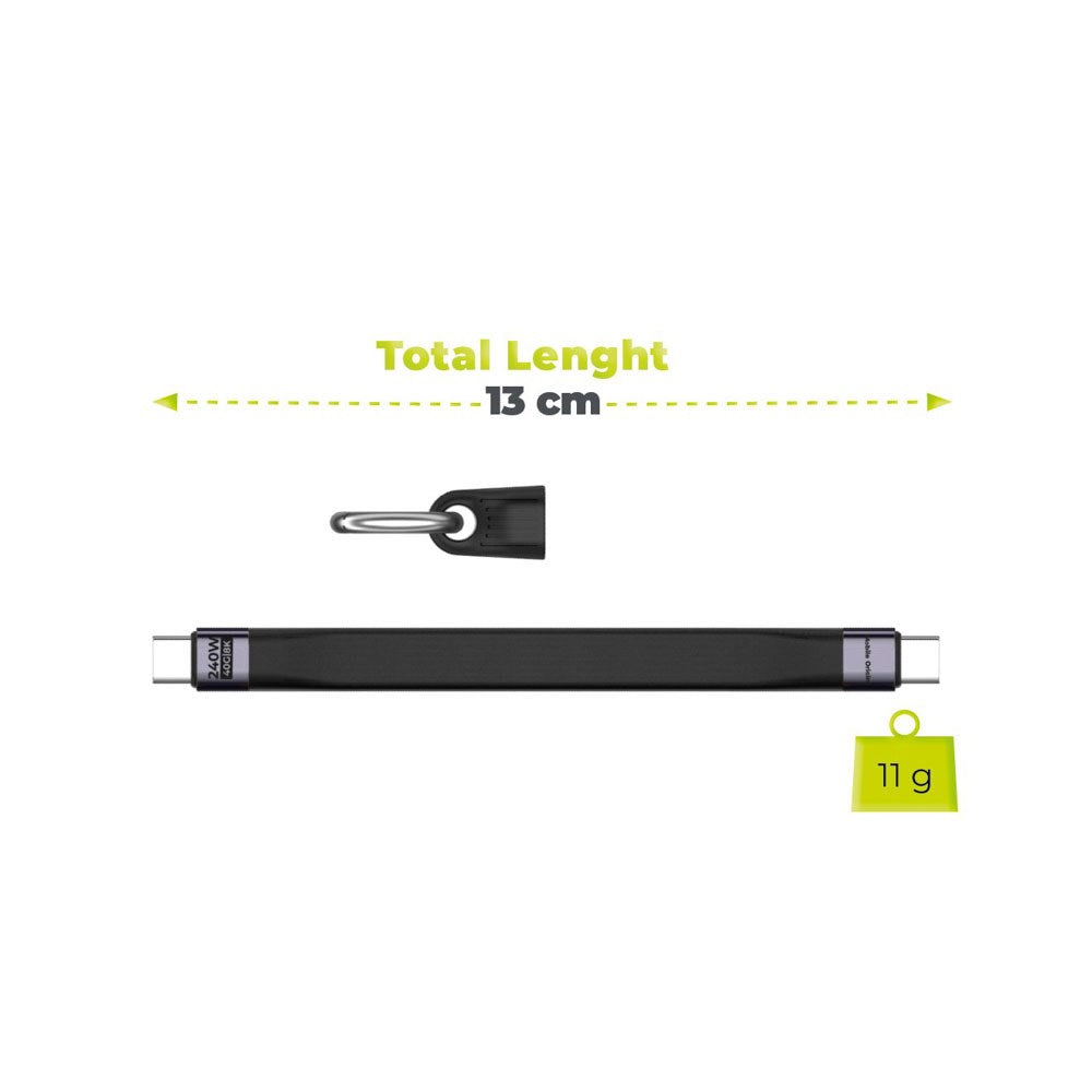 Mobile Origin 240W USB-C to USB-C Keychain Cable - 13cm - Black