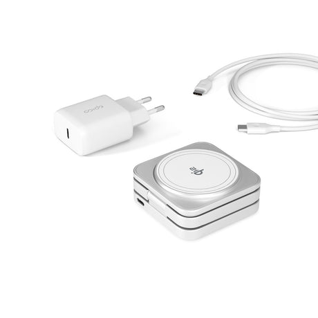 Epico UltraBase Qi2 Fold Alu Mag+ 3-in-1 Wireless Charger - MagSafe Compatible - White