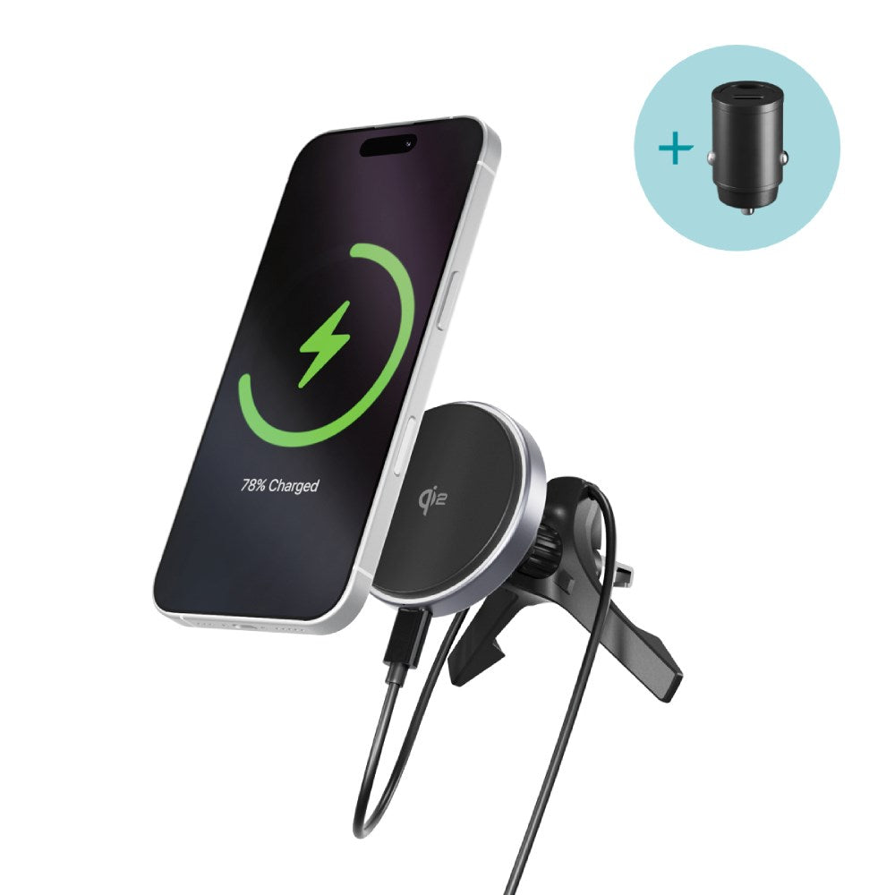 Epico UltraDrive Magnetic 15W Phone Holder for Air Vent - MagSafe / Qi2 Compatible - Black