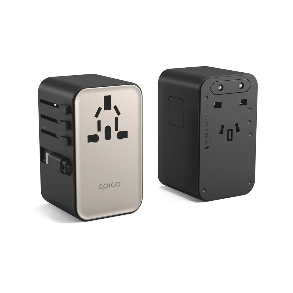 Epico UltraBoost Universal Travel Adapter 70W with 2 x USB-A 1 x USB-C - Titanium