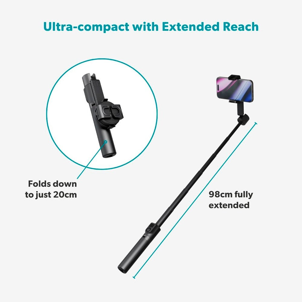 Epico 2-in-1 Tripod Mag+ Selfie Stick - Foldable - MagSafe Compatible - Black