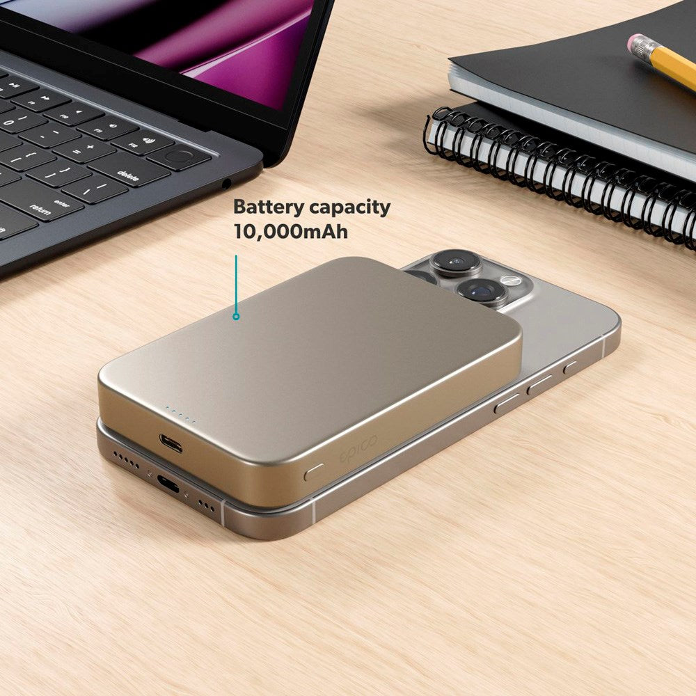 Epico UltraPack Qi2 Mag+ PowerBank 10.000 mAh - MagSafe Compatible - Titanium