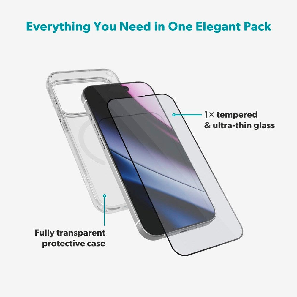 iPhone 17 Pro Epico Protection Set - MagSafe Case & Screen Protector - Transparent