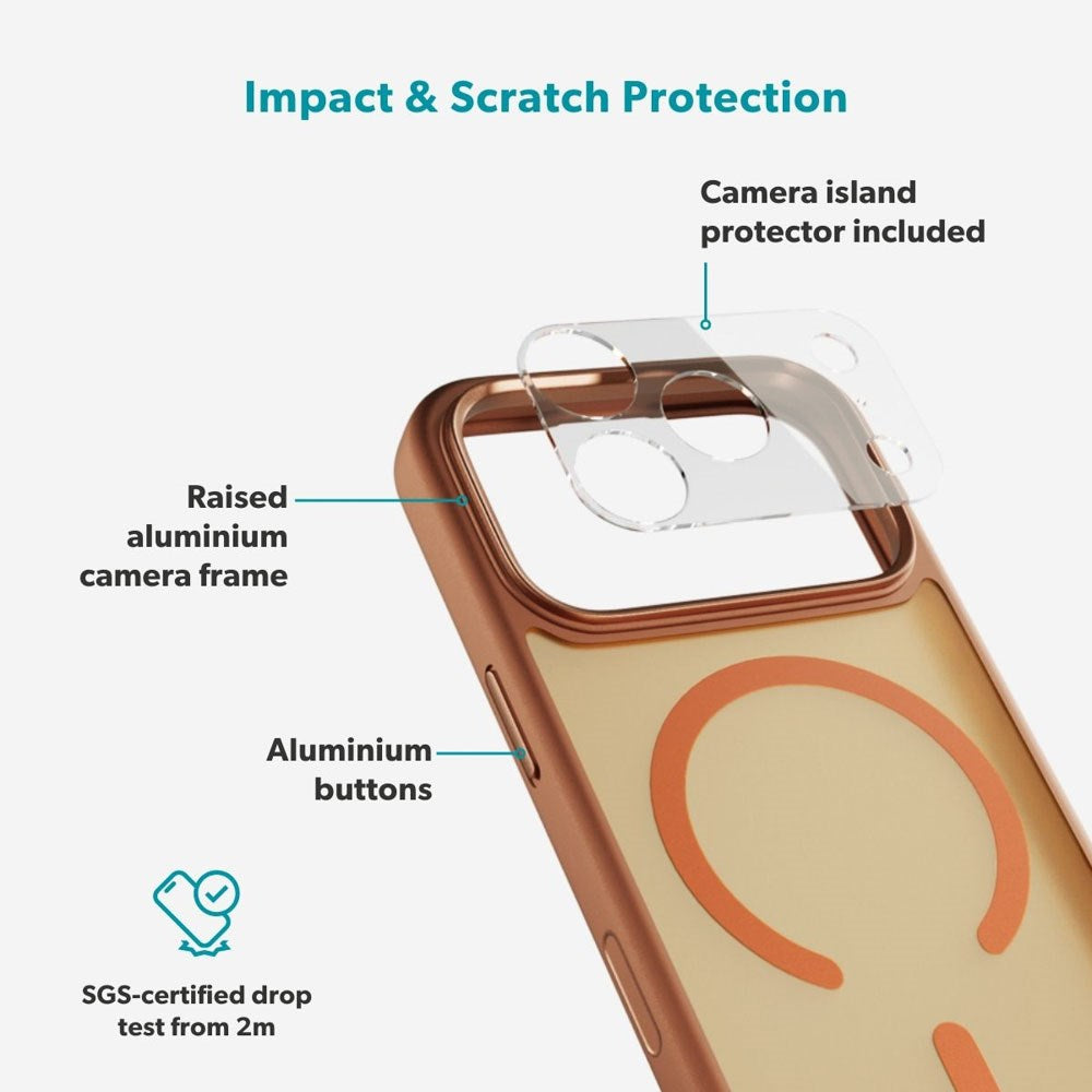 iPhone 17 Pro Epico HeroMatte Pro Mag+ Case with Camera Protection - MagSafe Compatible - Orange