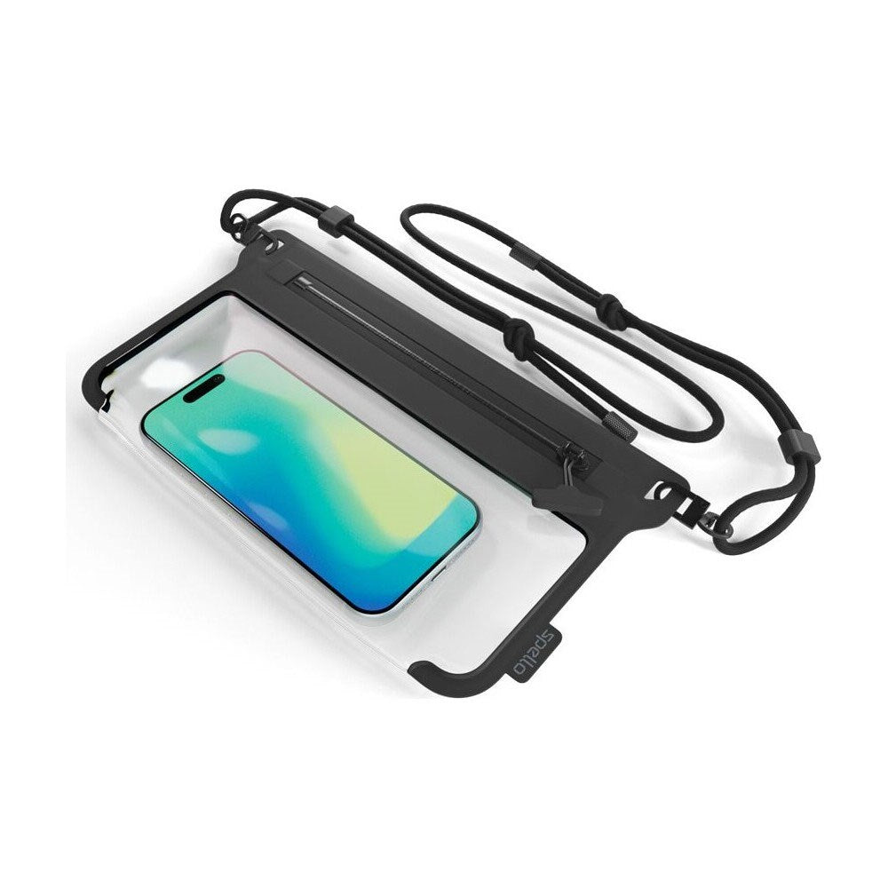 Spello Waterproof Crossbody Universal Case - Max. 8.5" - Black / Transparent