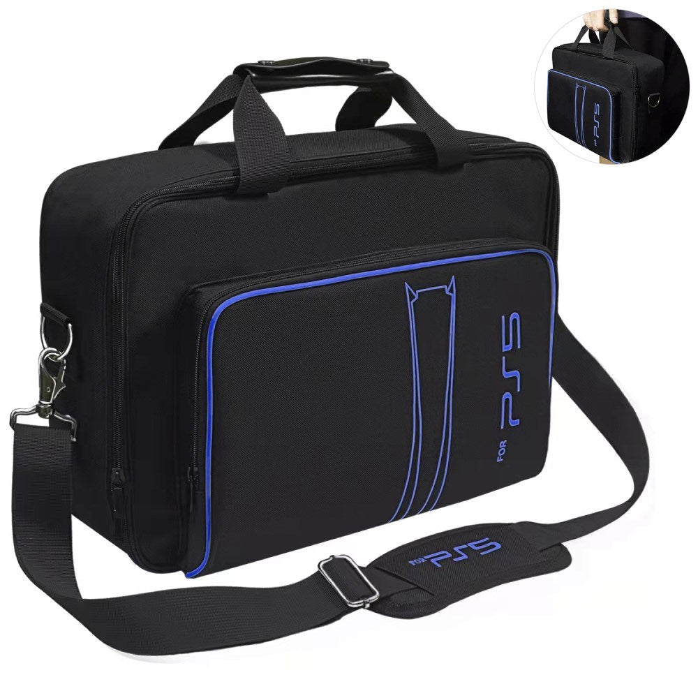 Bag for PS5 with Storage & Shoulder Strap - Black / Blue