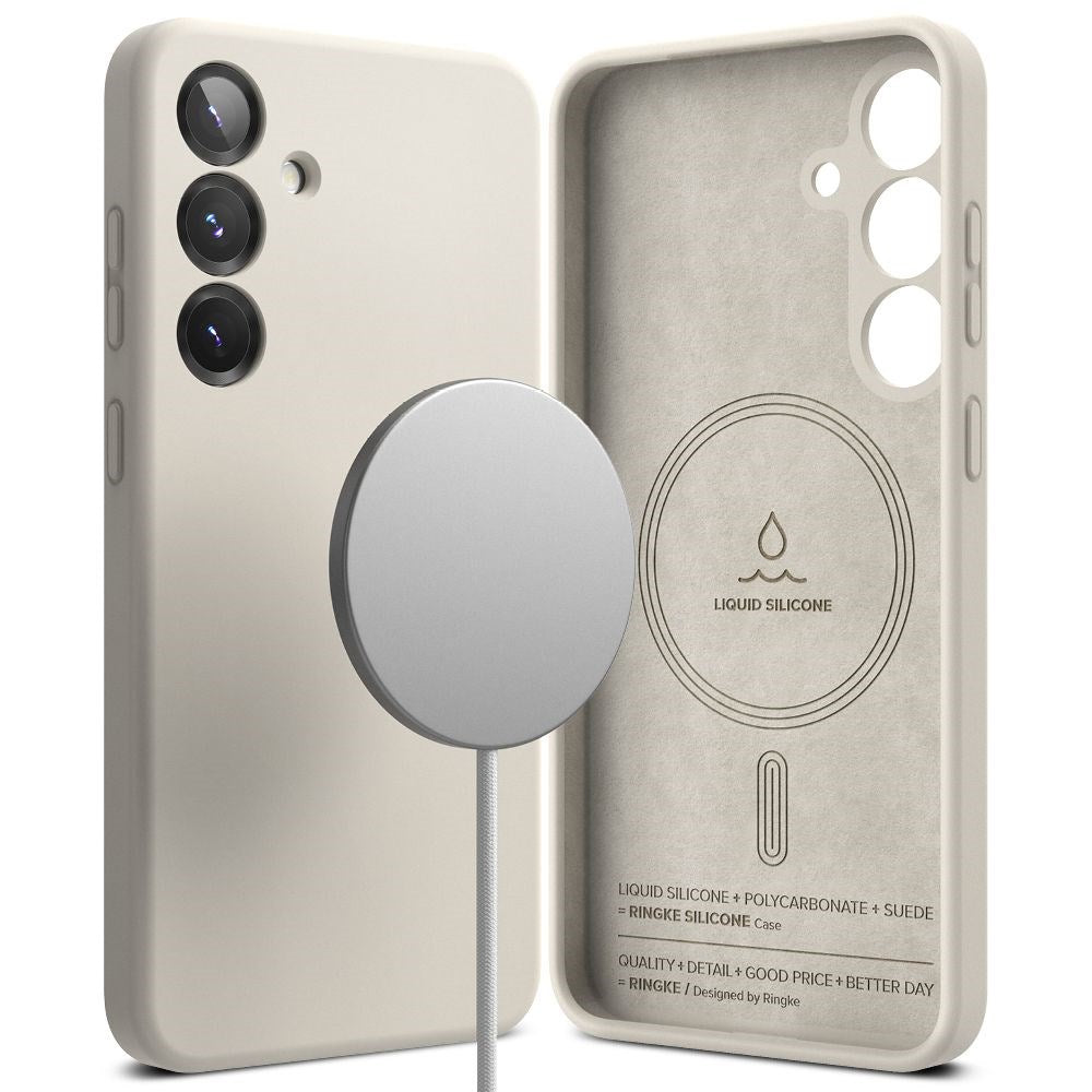 Ringke Samsung Galaxy S25+ (Plus) Silicone Magnetic MagSafe Case - Greige
