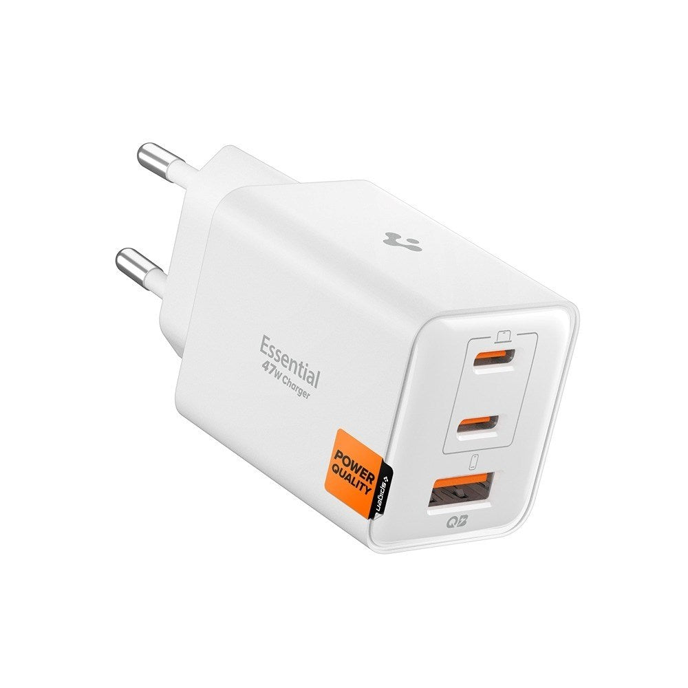 Spigen Essential 47W Wall Charger med 2 x USB-C & 1 x USB-A - White
