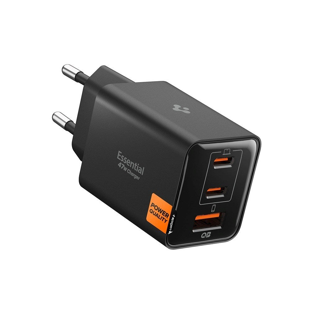 Spigen Essential 47W Wall Charger med 2 x USB-C & 1 x USB-A - Black