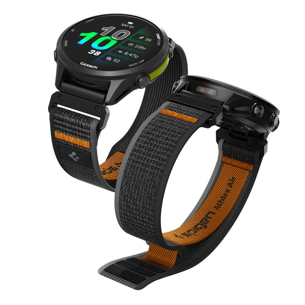 Universal Garmin 22mm QuickFit Spigen Athlex Air Nylon Strap - Black / Orange