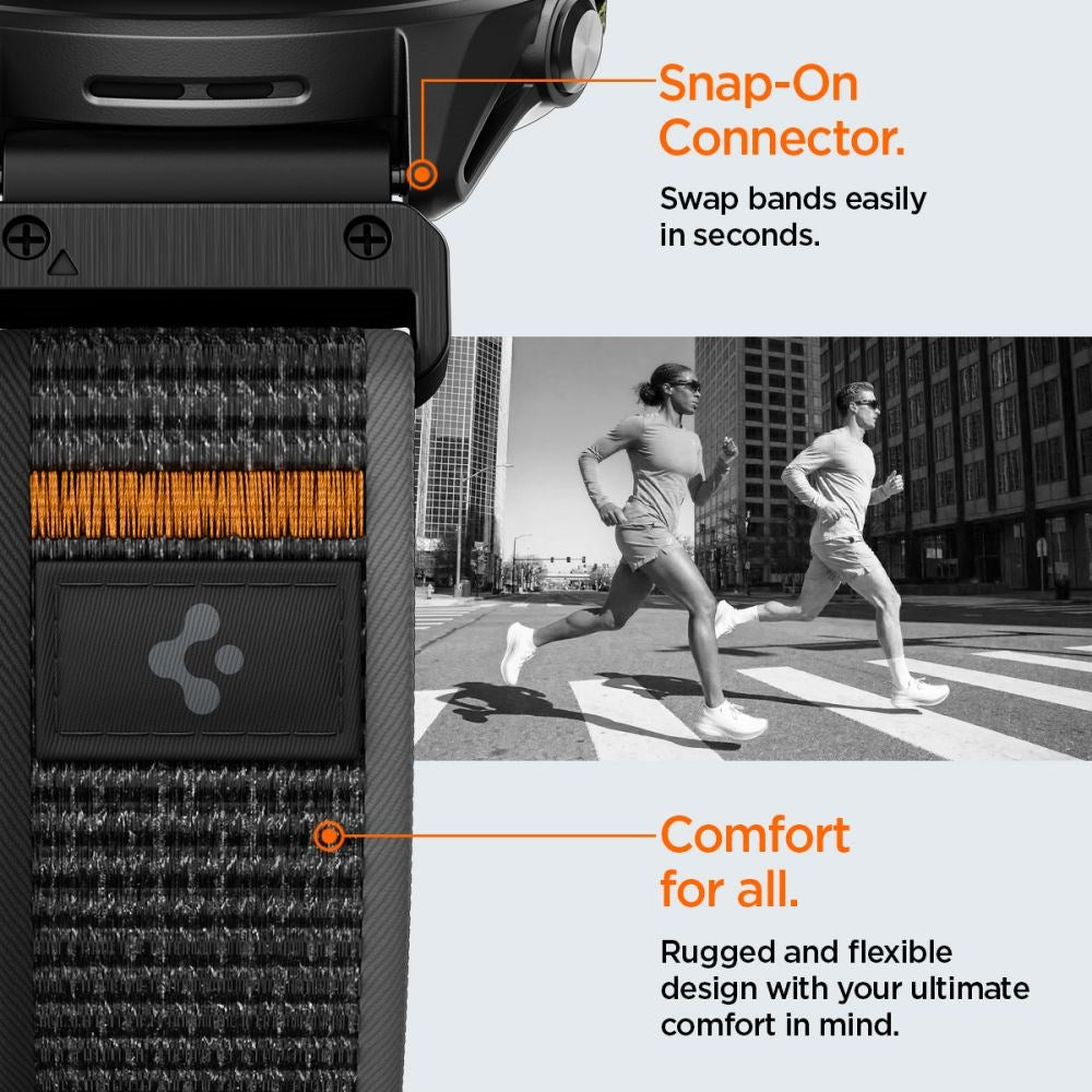 Universal Garmin 22mm QuickFit Spigen Athlex Air Nylon Strap - Black / Orange