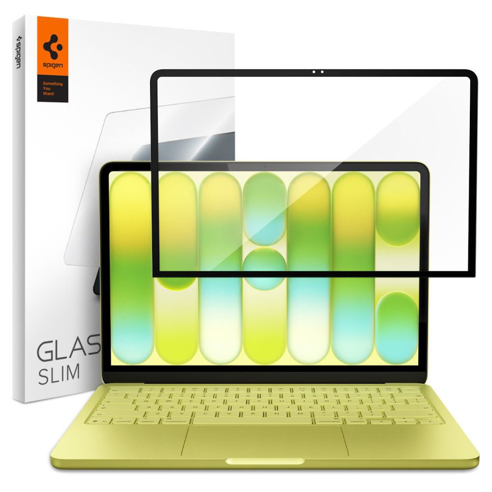 MacBook Neo 13 A18 Pro (2026) Spigen Glass tR Slim Tempered Screen Protector Glass - Clear / Black Edge