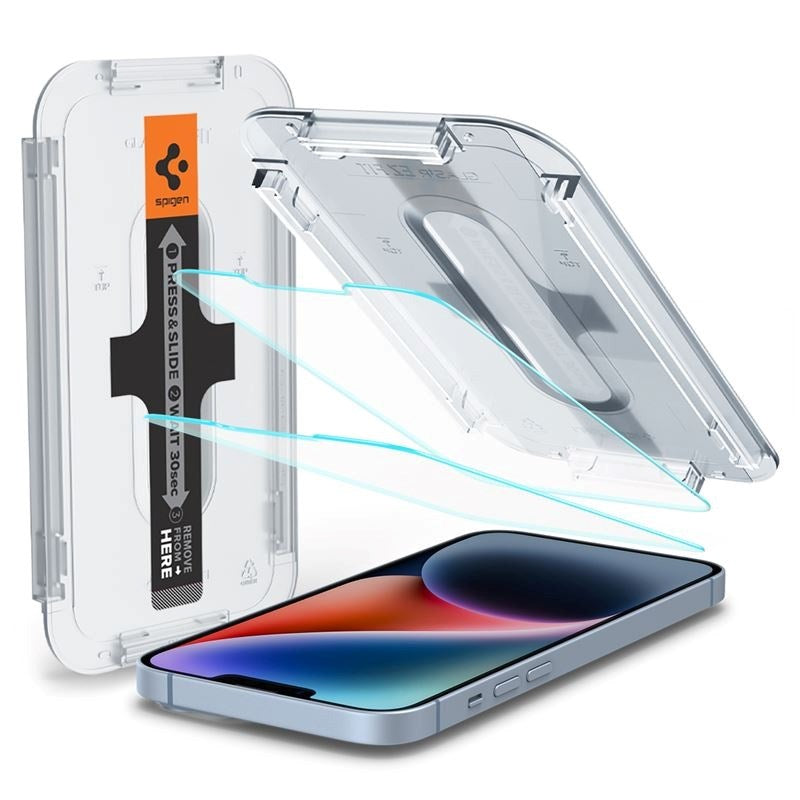 iPhone 16e / 14 / 13 / 13 Pro Spigen EZ Fit Glas.tR Screen Protection - Case Friendly - Transparent