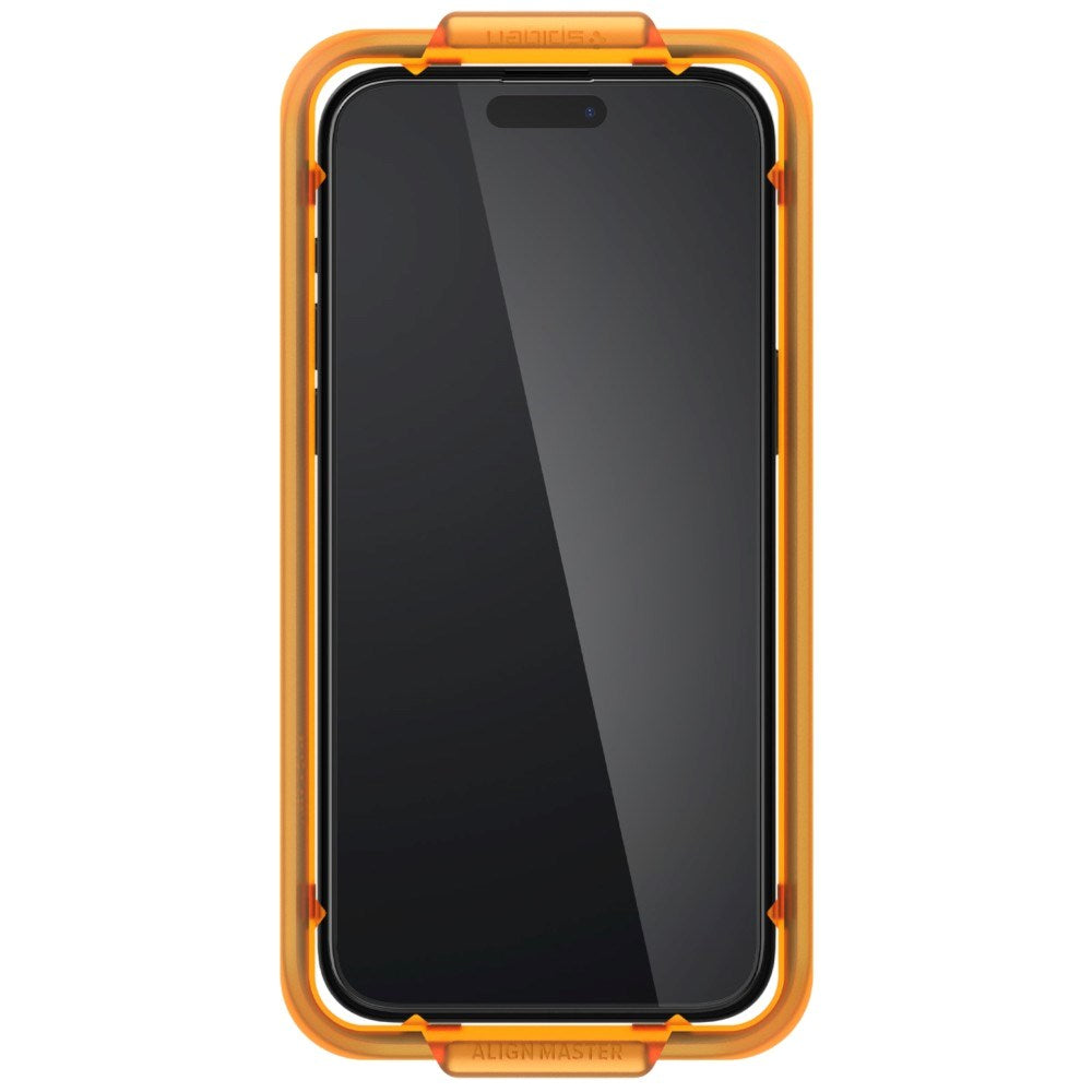 iPhone 15 Pro Spigen Glass tR AlignMaster Screen Protector Glass - 2 pcs - Transparent / Black Edge