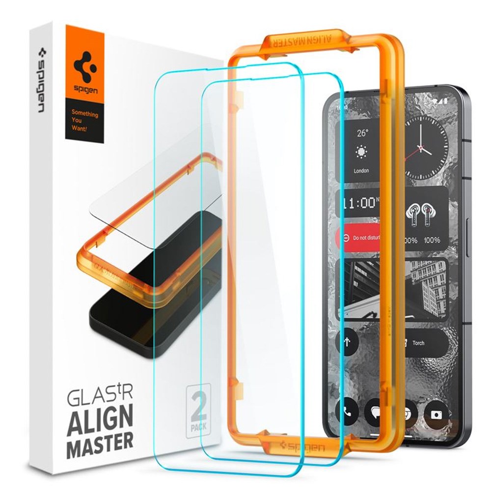 Nothing Phone (2) Spigen AlignMaster Glass tR Screen Protection - 2 pcs - Case Friendly - Transparent
