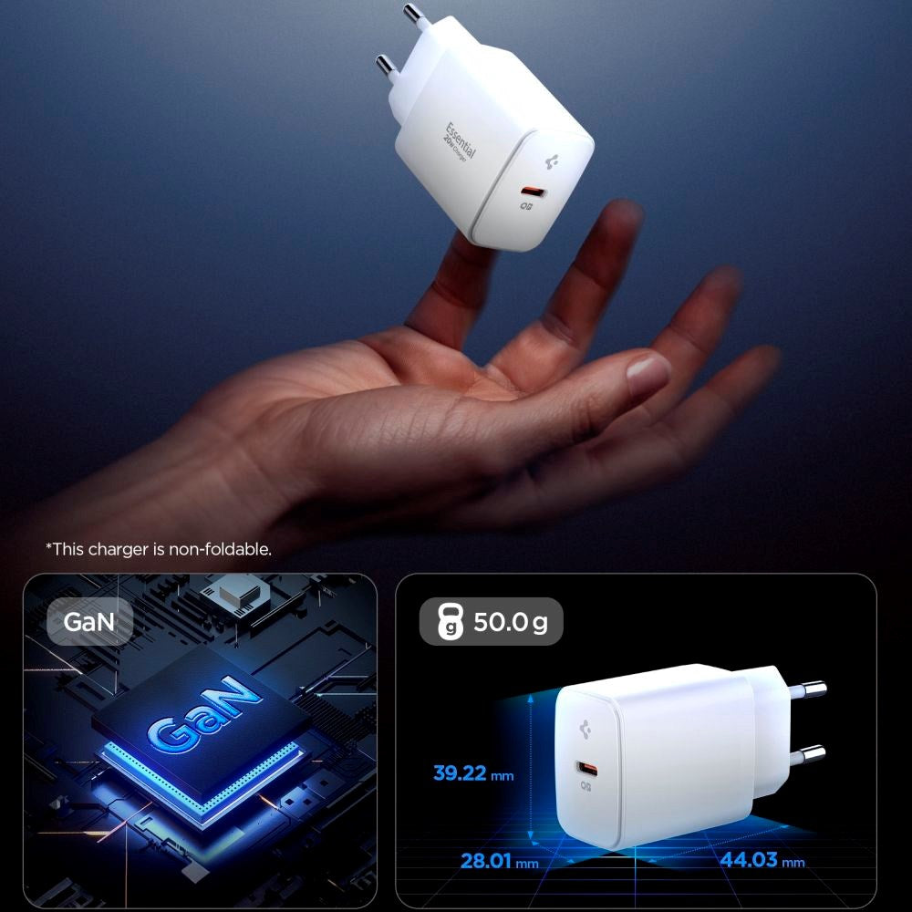 Spigen 20W Wall Charger with 1x USB-C - White