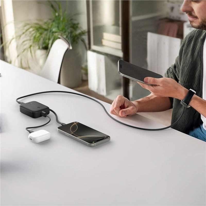 Spigen Essential 10,000mAh Powerbank with Built-in USB-C Cable & 30W - Black