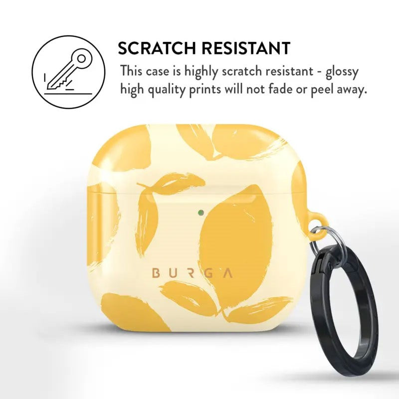 Apple AirPods (4th Gen) Burga Case with Carabiner - Lemon Tart