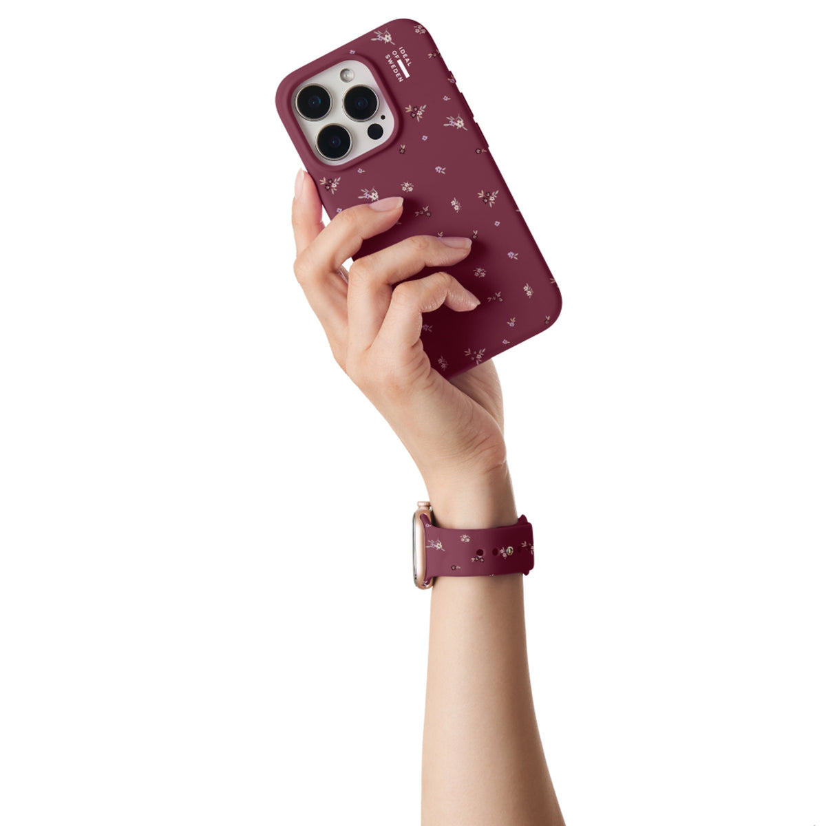Apple Watch (38/40/SE/41/42mm) iDeal of Sweden Silicone Watch Strap - Size S/M - Fine Wine Bloom