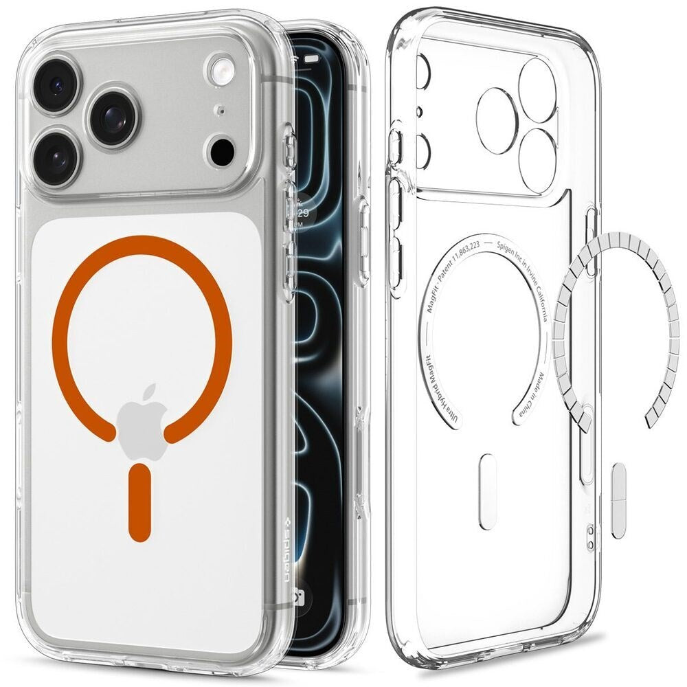 iPhone 18 Pro / 17 Pro Spigen Ultra Hybrid Case - MagSafe Compatible - Transparent / Orange