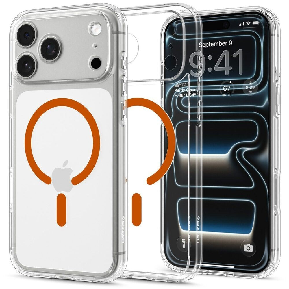 iPhone 18 Pro / 17 Pro Spigen Ultra Hybrid Case - MagSafe Compatible - Transparent / Orange
