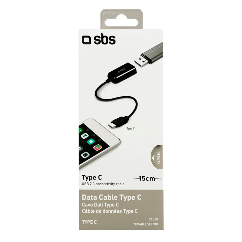 SBS OTG USB-A to USB-C Adapter 15cm - Black