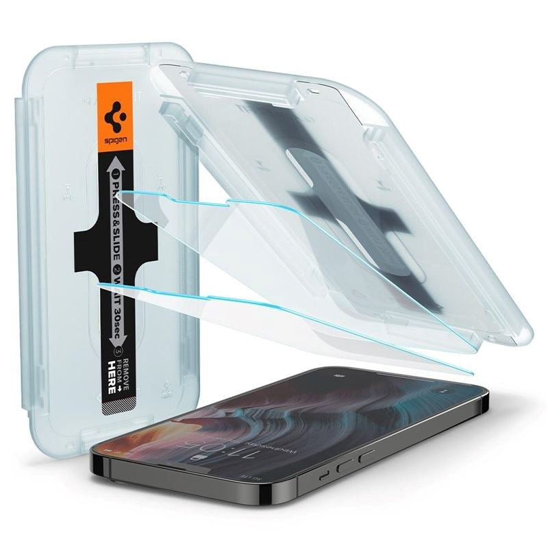 iPhone 14 Plus / 13 Pro Max Spigen EZ Fit Glas.tR Screen Protection 2 Pcs. - Case Friendly - Transparent