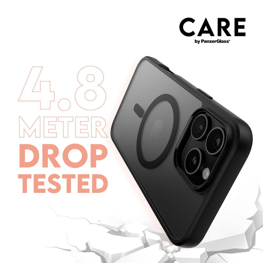 CARE By PanzerGlass iPhone 16 Pro Max 3-i-1 FLAGSHIP MagSafe Bundle - Privacy Screen Protector (UWF) / Case / Camera Protection - Transparent / Black
