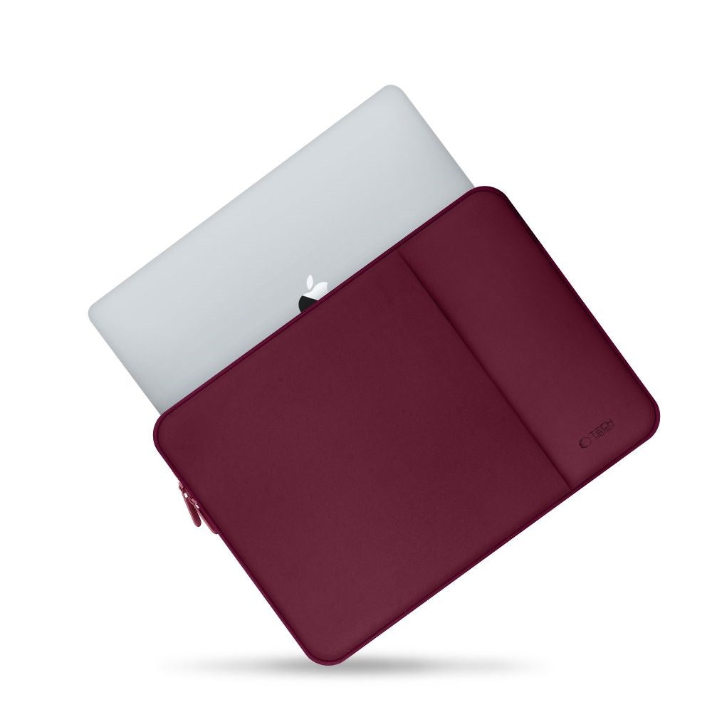 Tech-Protect MacBook / Laptop Neoprene Sleeve 15-16" (36.5 x 25.5 cm) w. Extra Pocket - - Burgundy