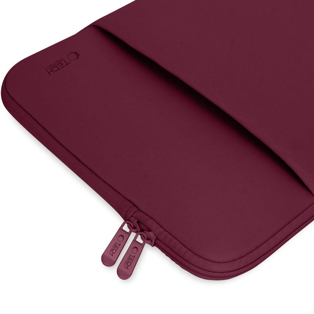 Tech-Protect MacBook / Laptop Neoprene Sleeve 14" (34.5 x 24.5 cm) w. Extra Pocket - - Burgundy