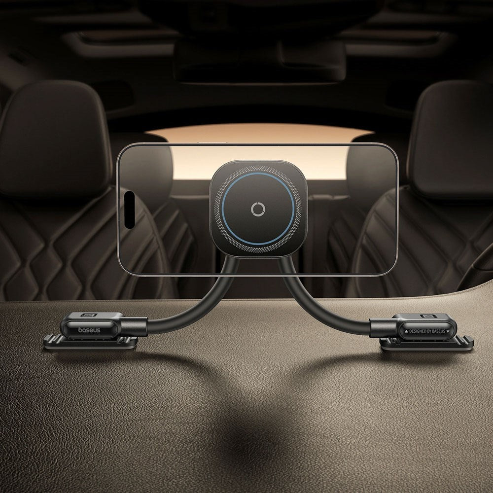 Baseus Flexible & Universal Car Phone Holder with Wireless Charging - MagSafe Compatible - Black